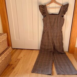 NWOT dRA Los Angeles Size XS Plaid Frill Wide-Leg Jumpsuit